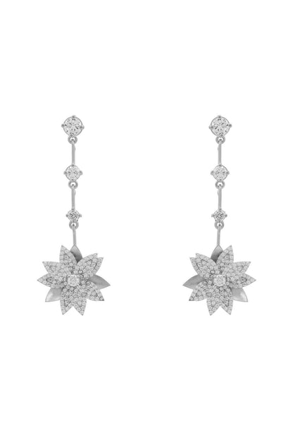 Dahlia Drop Earrings Silver White