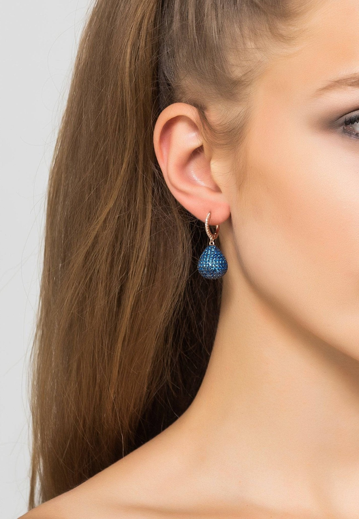 Valerie Pear Drop Gemstone Earrings Silver Sapphire Blue