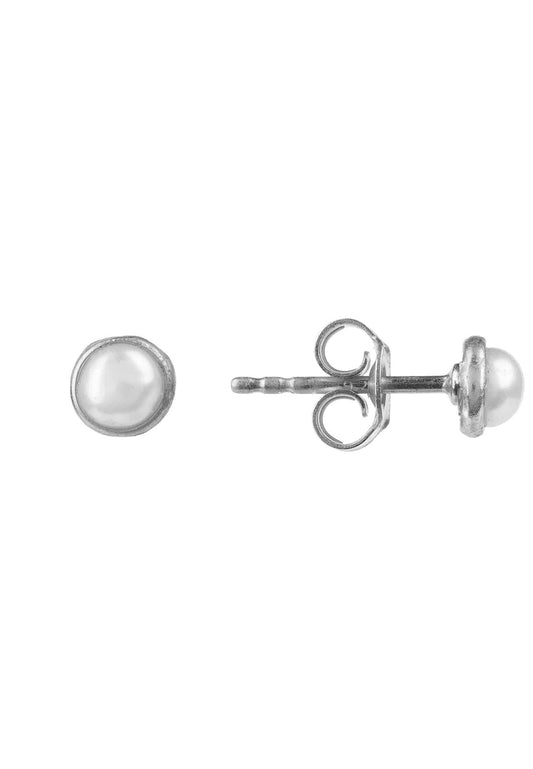 White Pearl Studs Sterling Silver