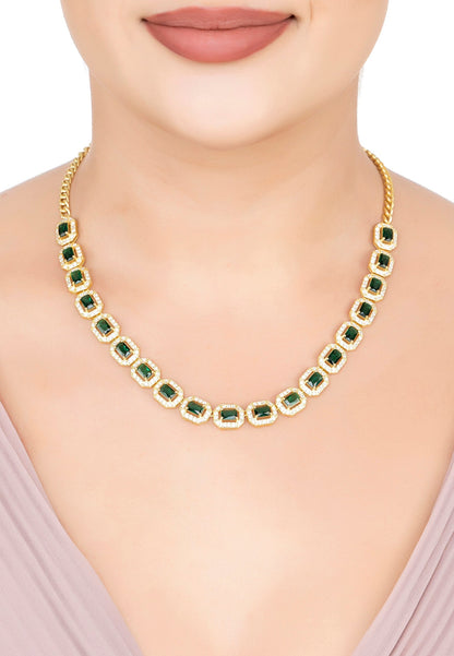 Princess Emerald Gemstone Necklace Gold