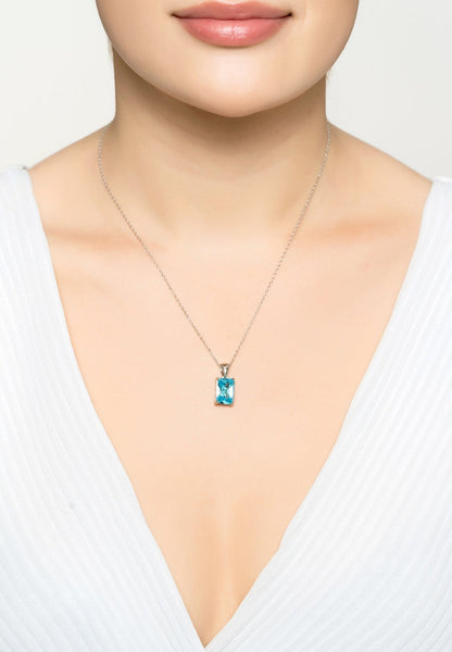 Blue Topaz Rectangle Gemstone Necklace