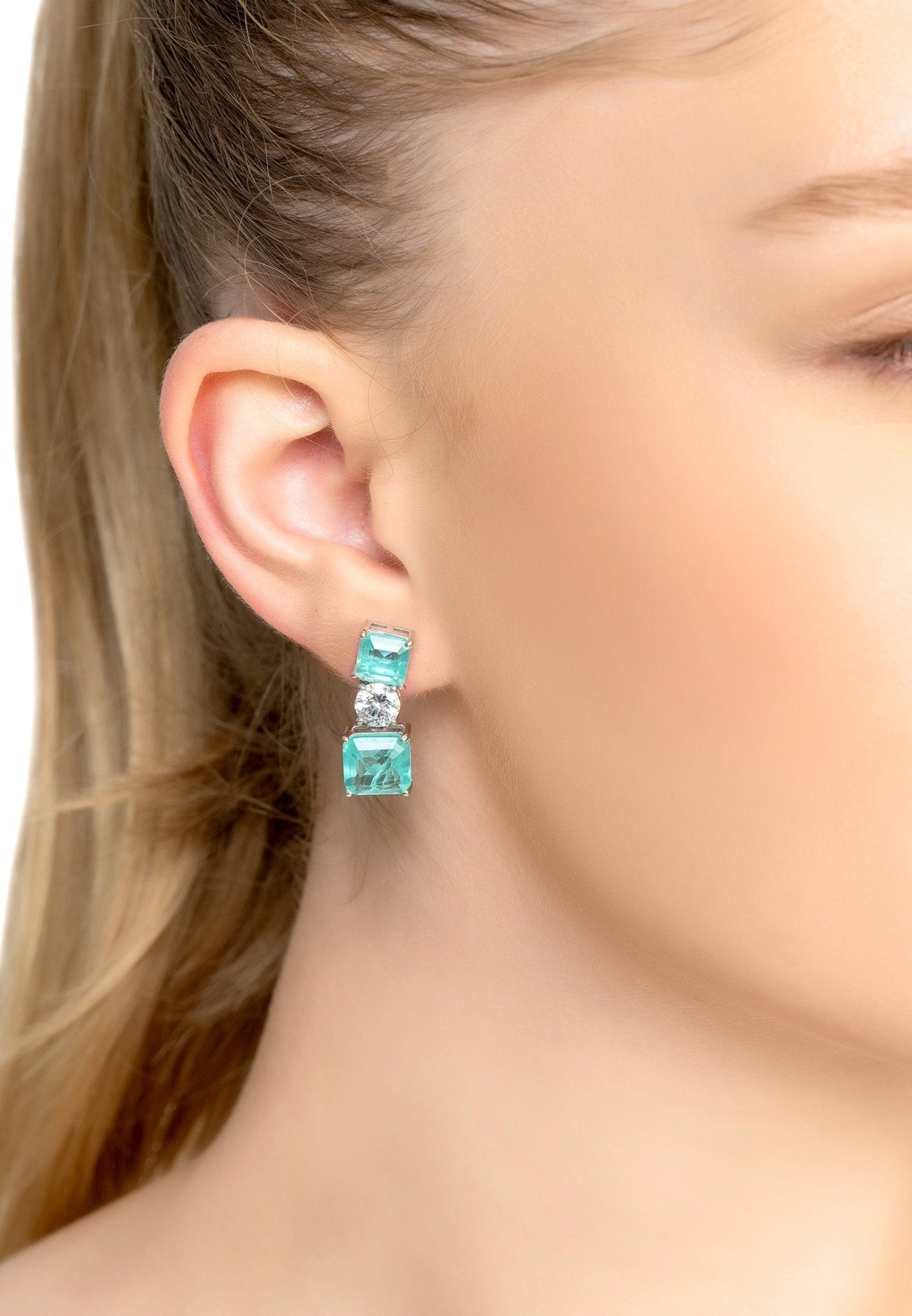 Paraiba Tourmaline Silver Drop Earrings