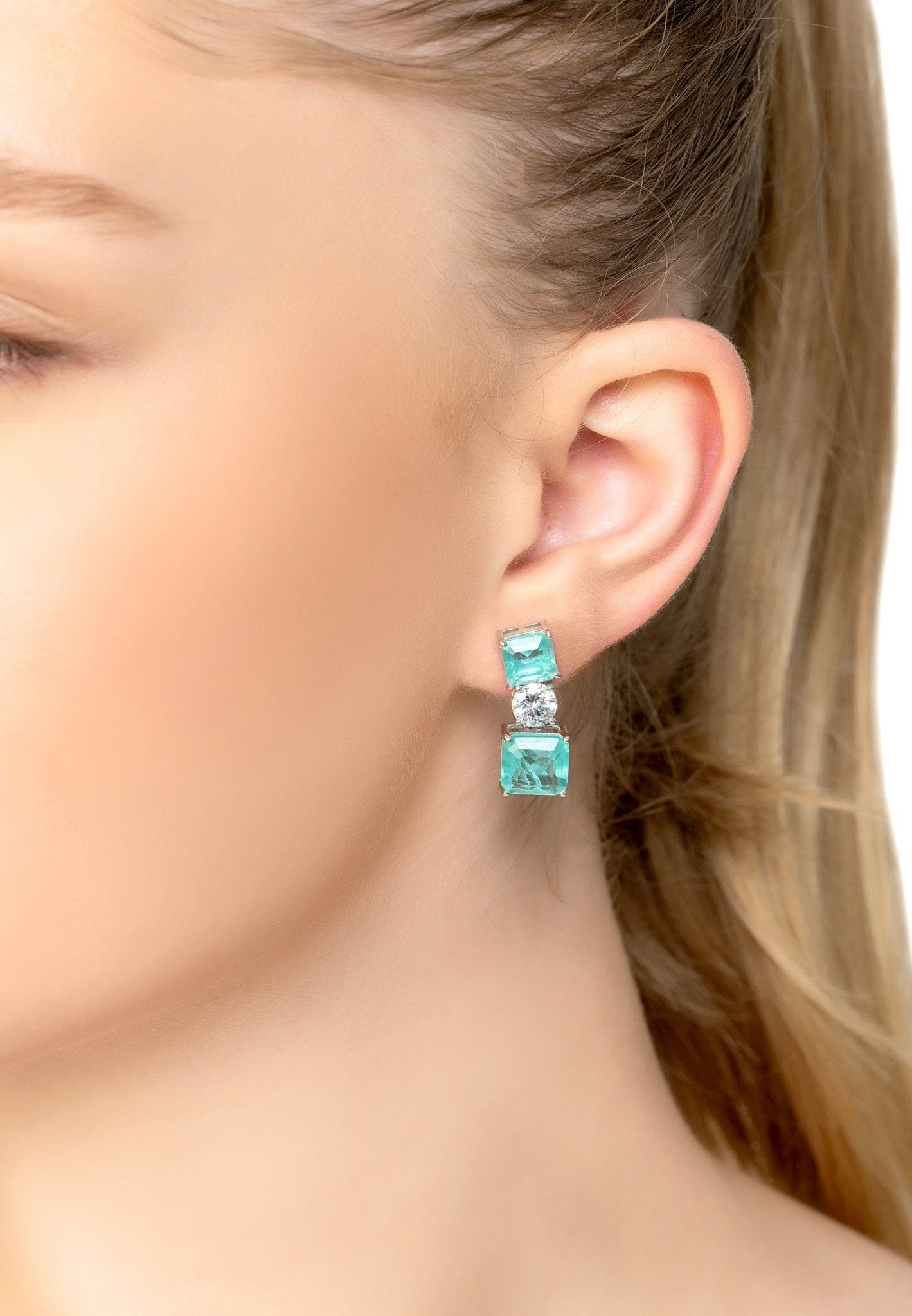 Paraiba Tourmaline Silver Drop Earrings