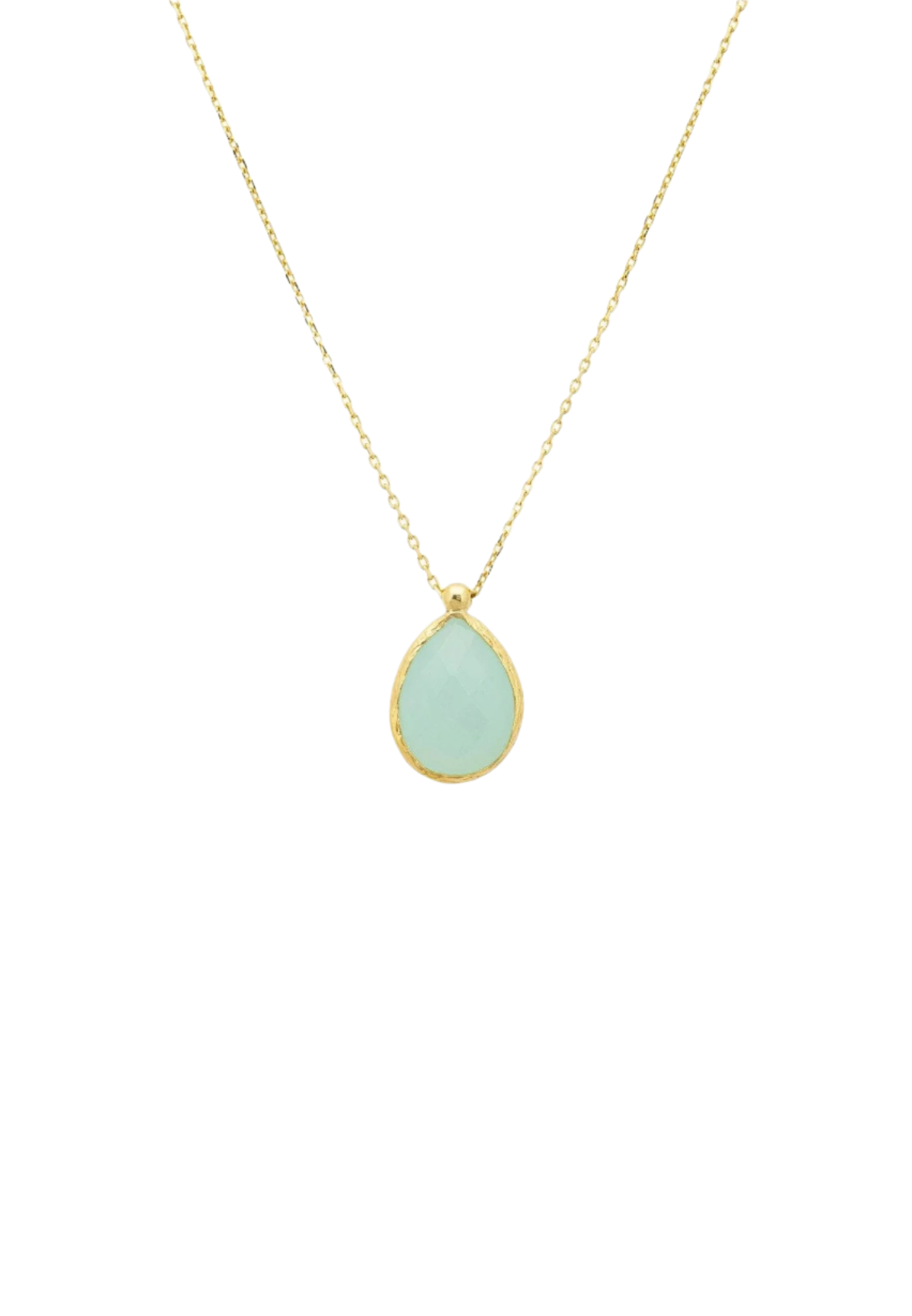 Aqua Chalcedony Drop Necklace