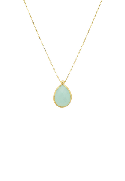 Aqua Chalcedony Drop Necklace