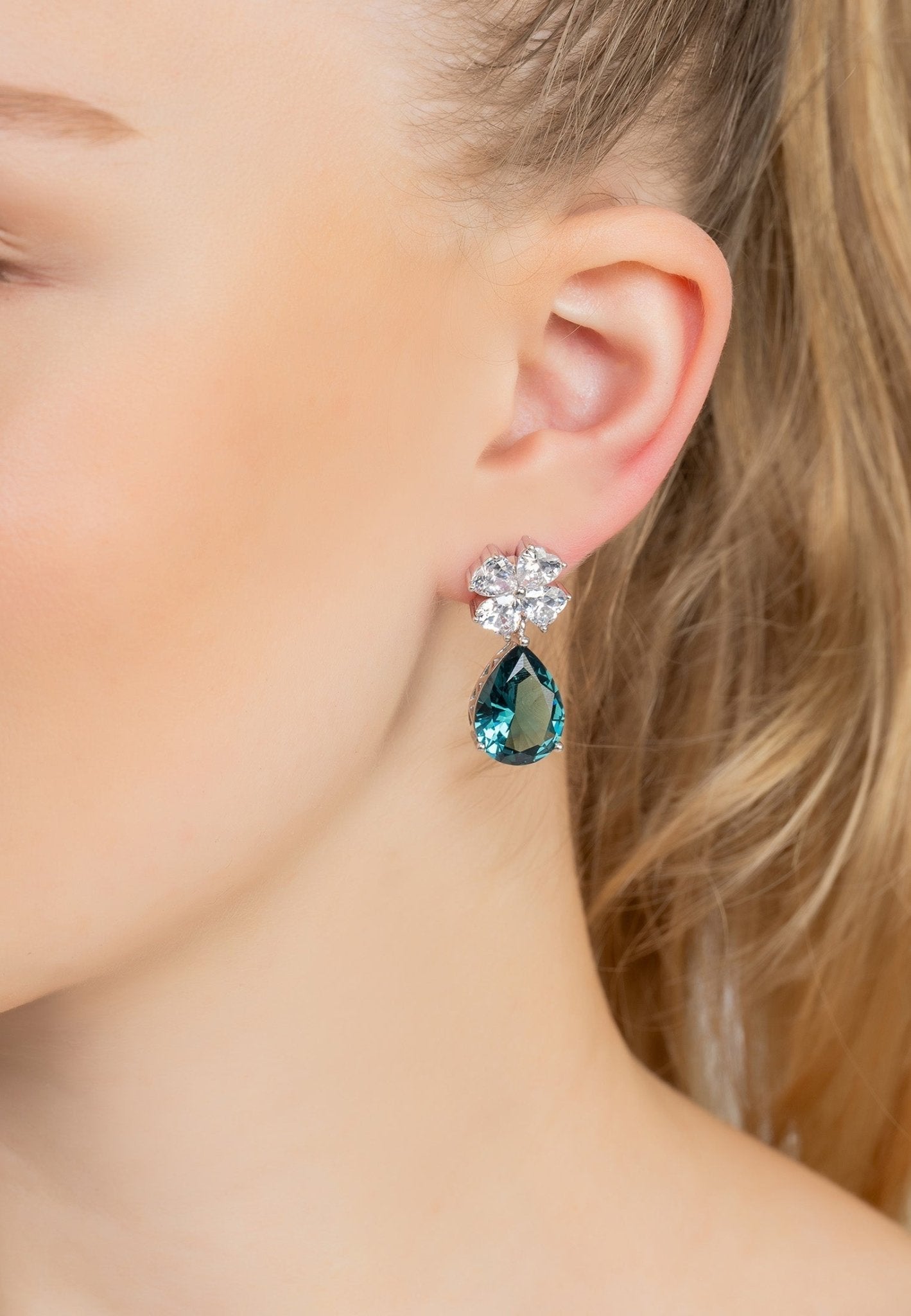 Petrol Tourmaline Teardrop Earrings