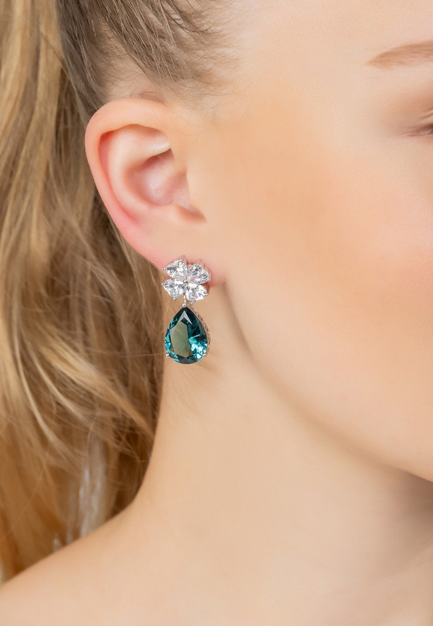 Petrol Tourmaline Teardrop Earrings