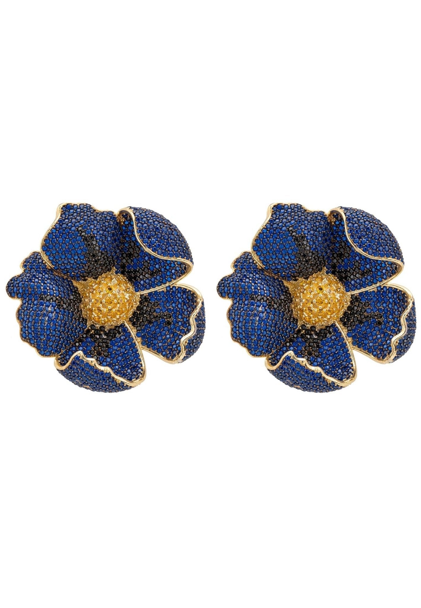 Poppy Sapphire Blue Earrings Gold