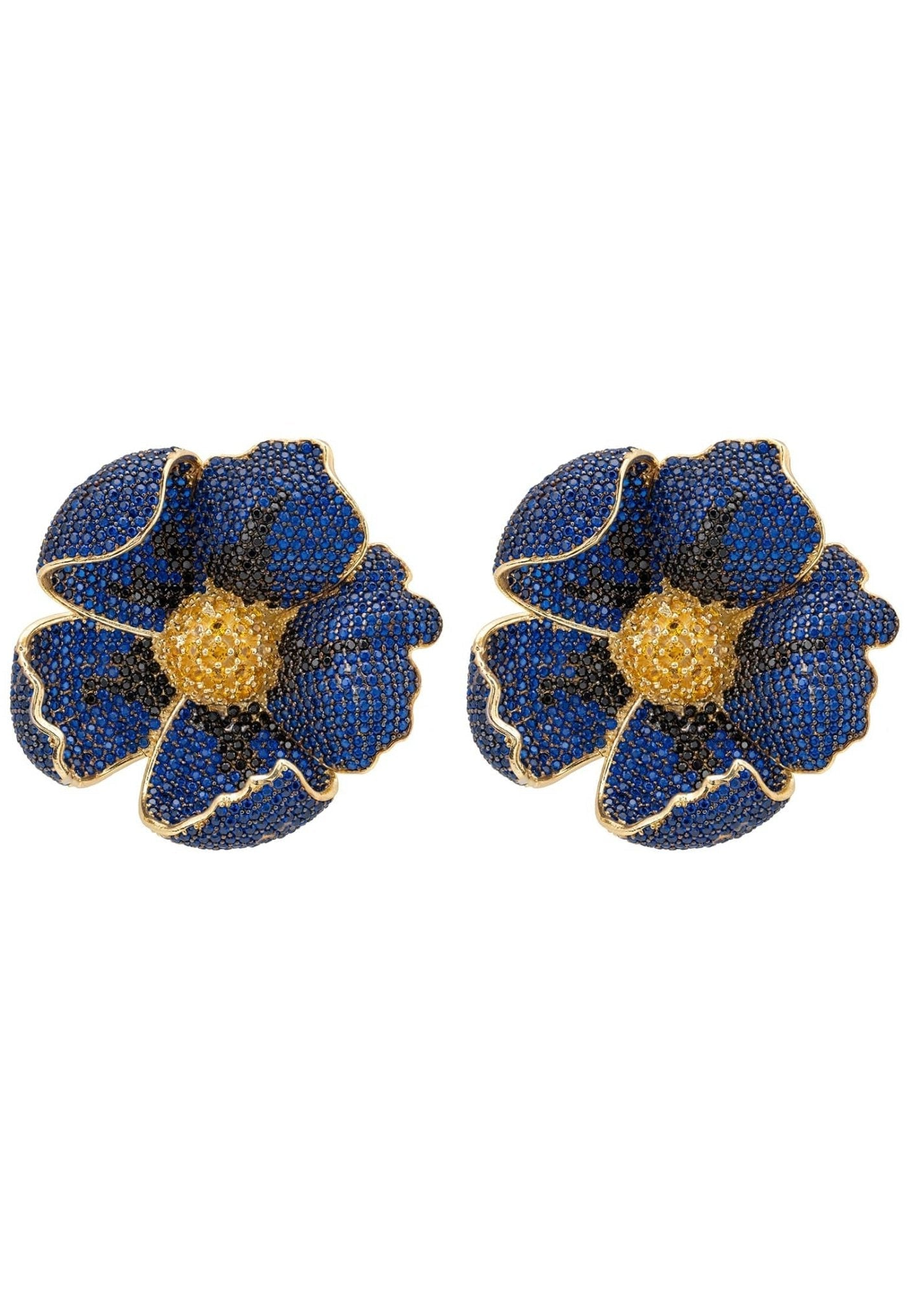 Poppy Sapphire Blue Earrings Gold