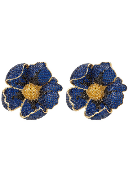 Poppy Sapphire Blue Earrings Gold