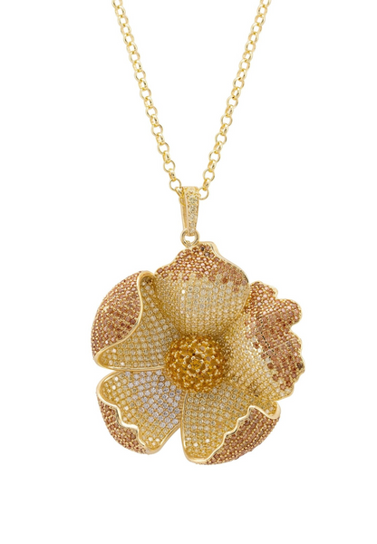 Poppy Pendant Necklace Gold Lemon Cz