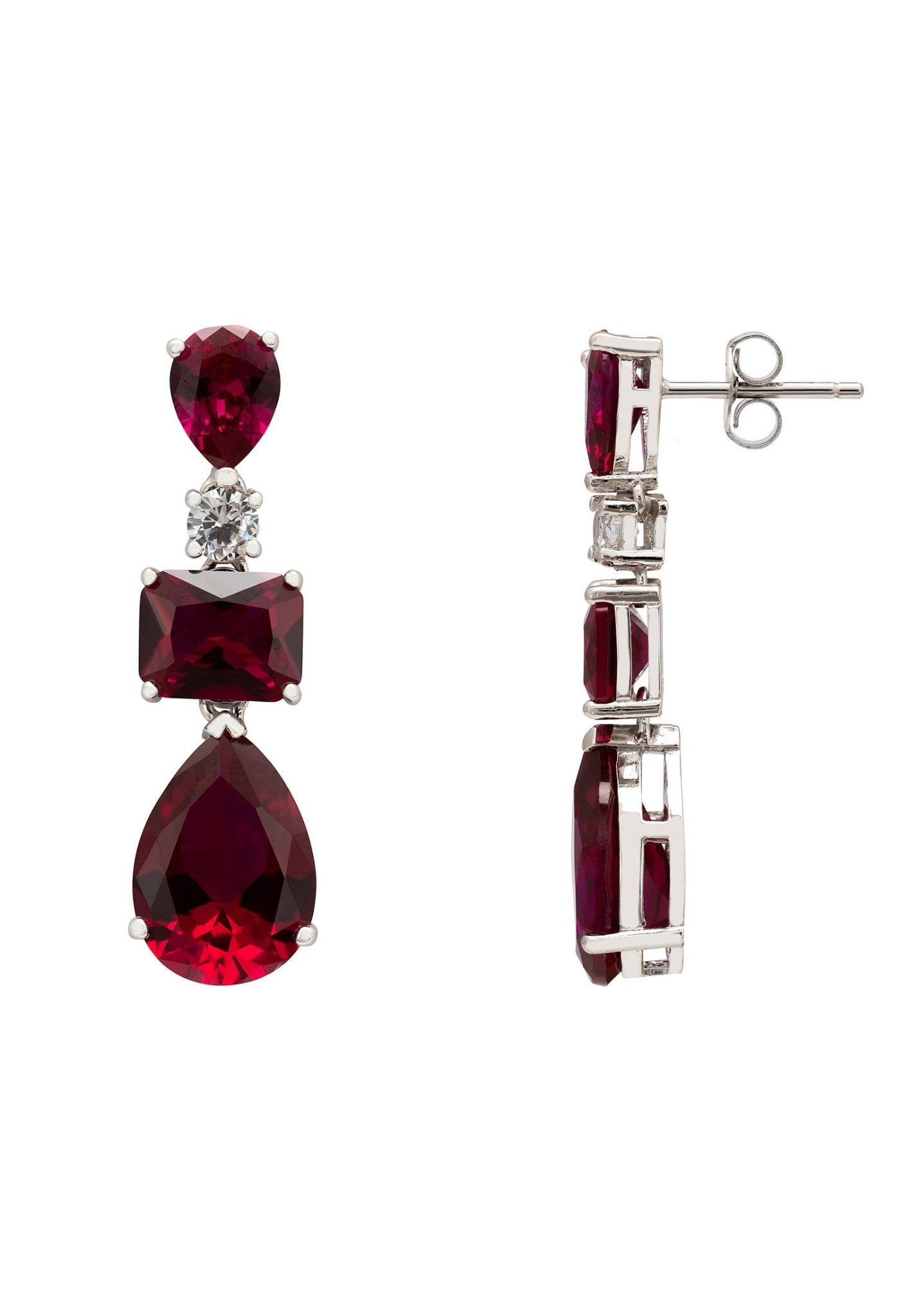 Ruby Valentina Drop Earrings Silver