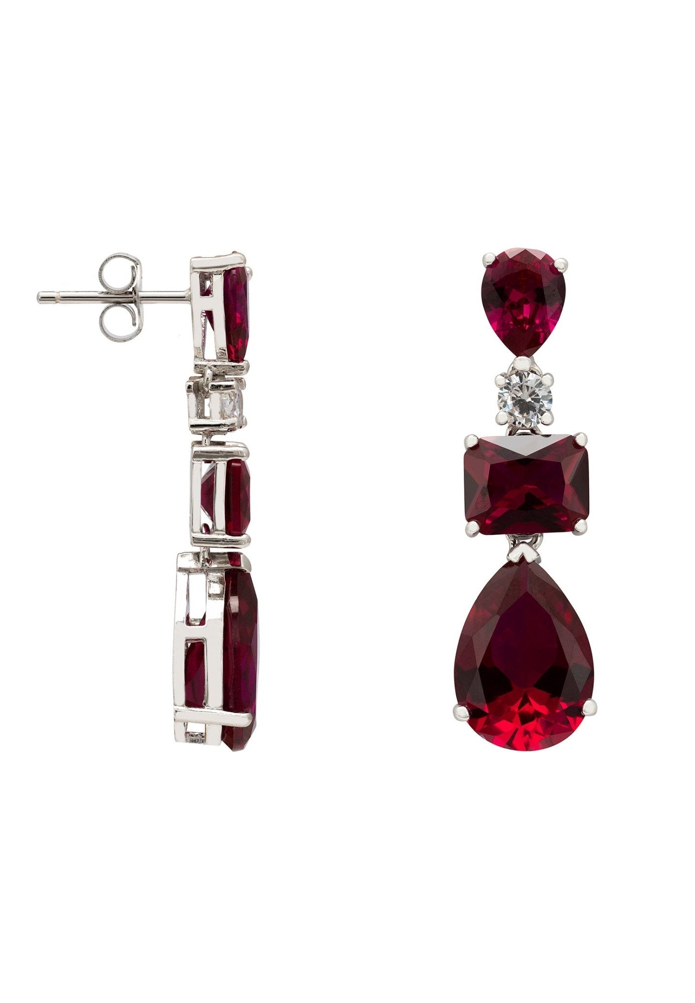 Ruby Valentina Drop Earrings Silver