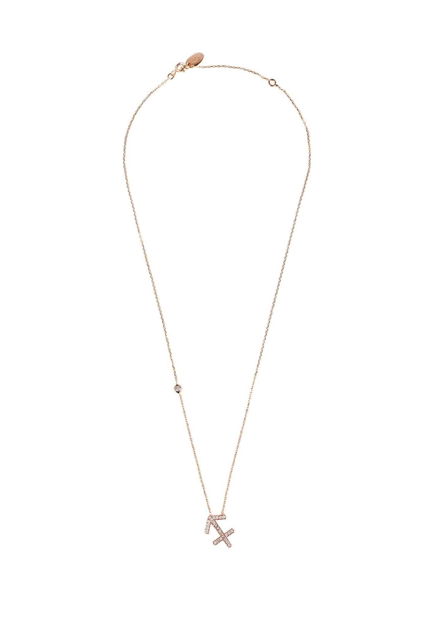 Sagittarius Pendant Necklace in Rose Gold with Zircons