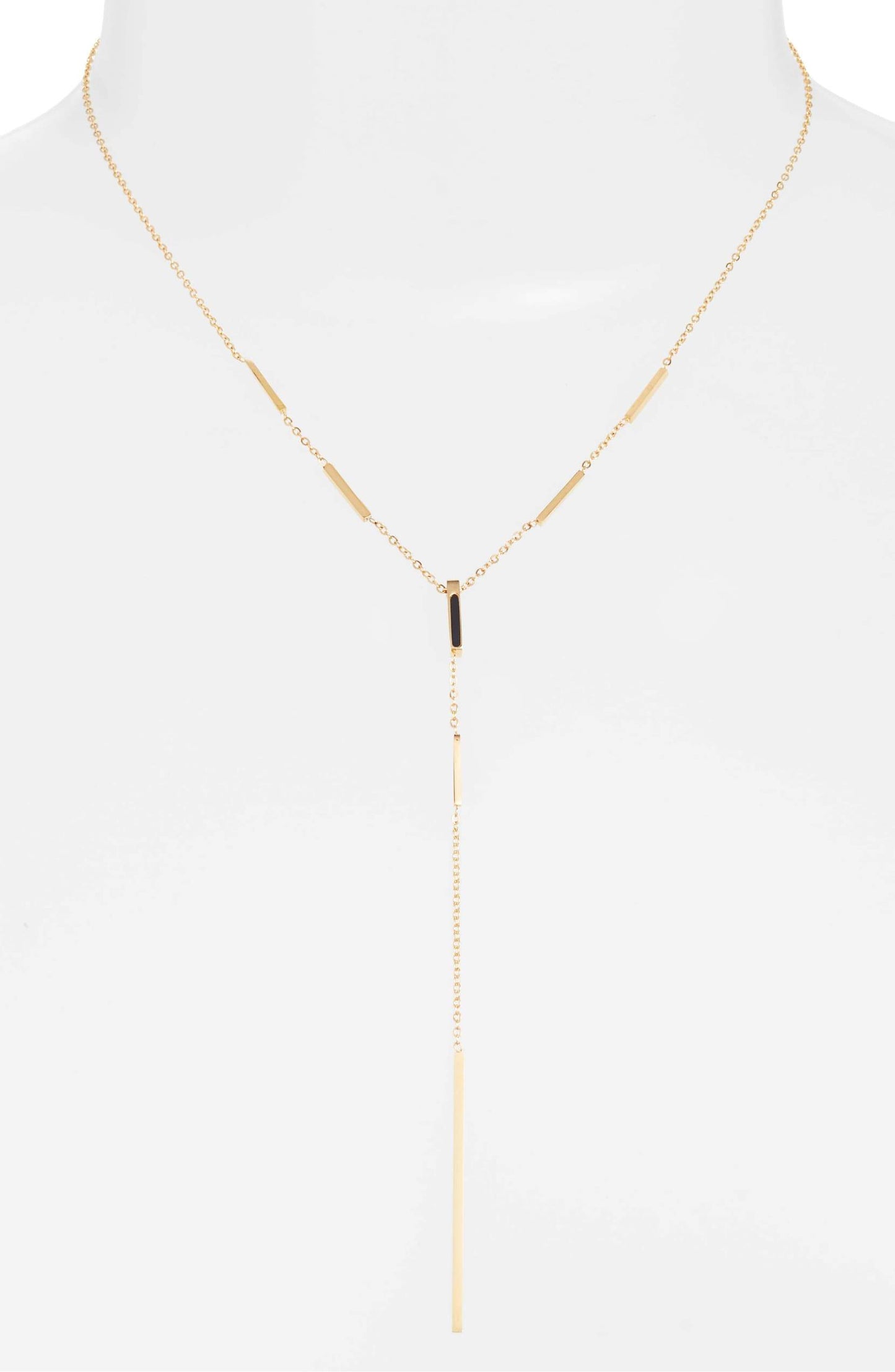 Minimalist Bar Drop Necklace in Gold Tone