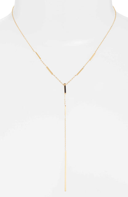 Minimalist Bar Drop Necklace in Gold Tone