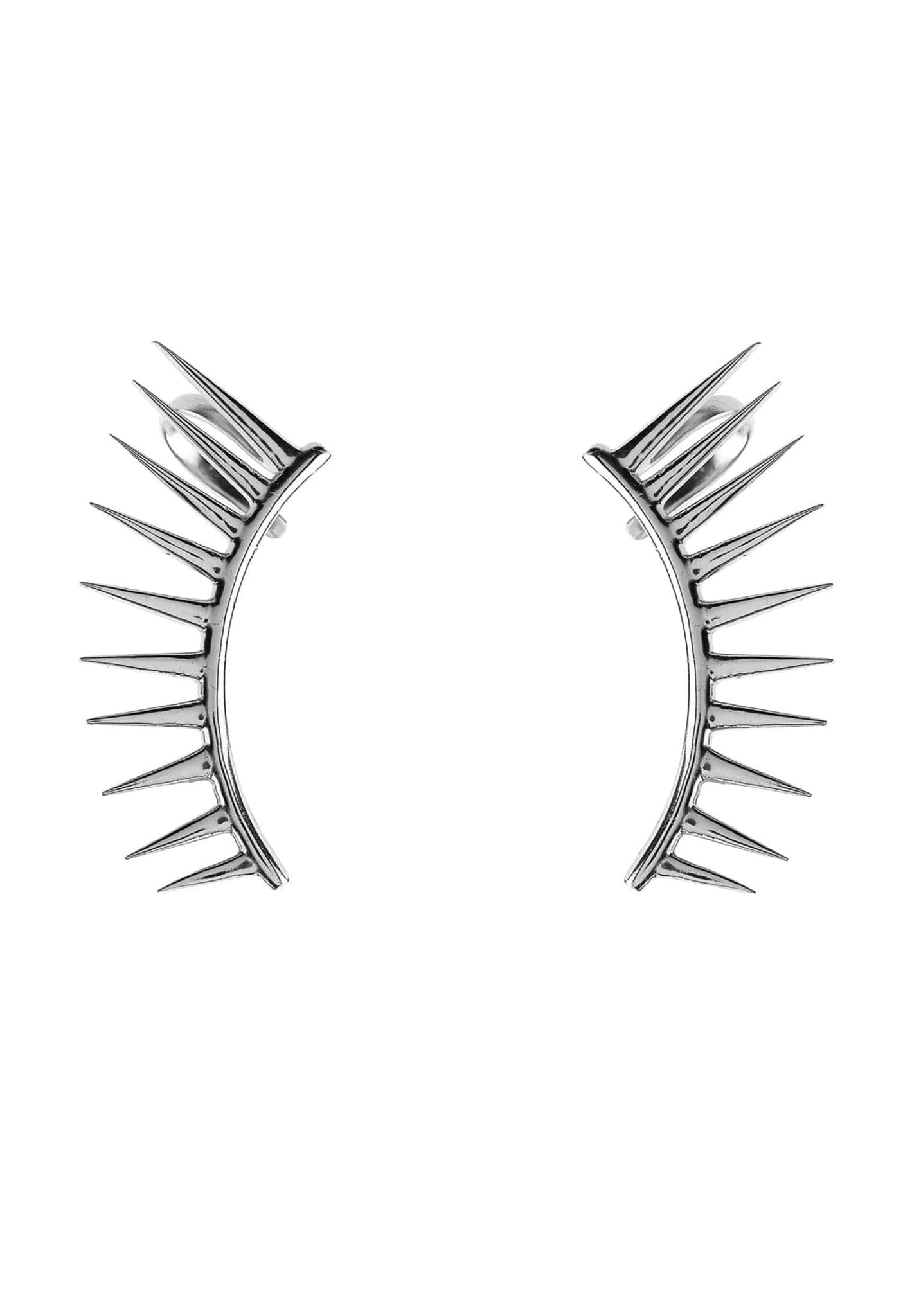 Sterling silver ear cuff with spikey geometric design | Silver