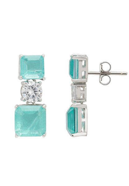 Paraiba Tourmaline Silver Drop Earrings