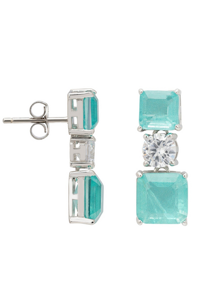 Paraiba Tourmaline Silver Drop Earrings