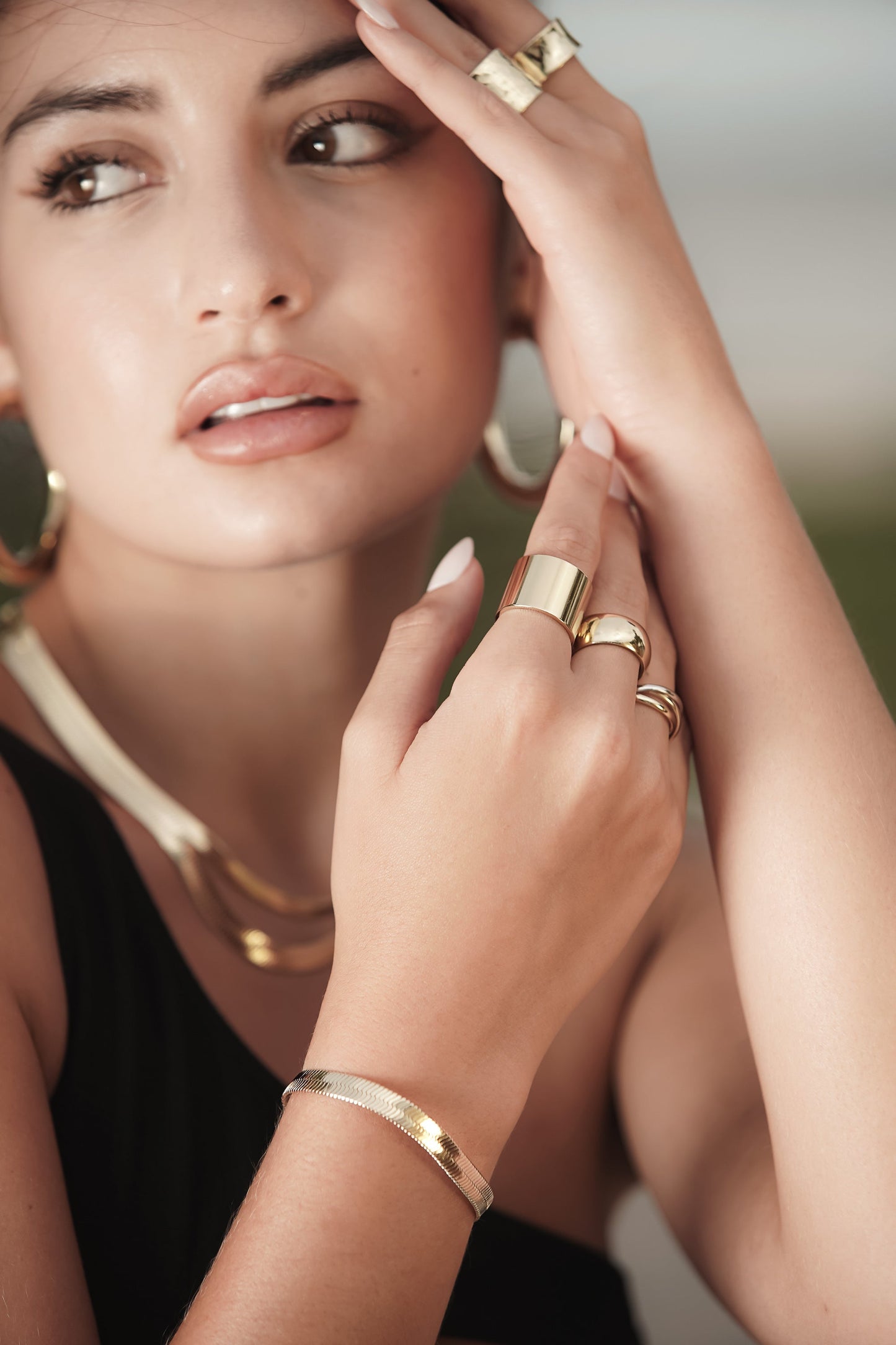 Herringbone 5MM Chain Bracelet Gold & Sterling Silver