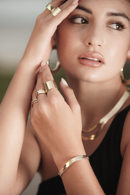 Herringbone 5MM Chain Bracelet Gold & Sterling Silver