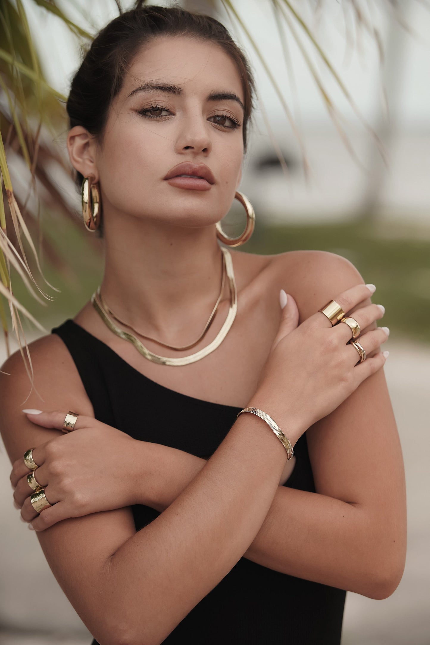 Herringbone 5MM Chain Bracelet Gold & Sterling Silver