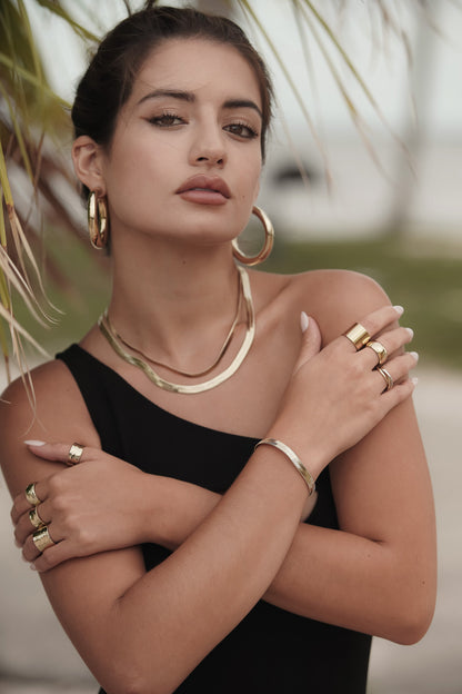 Herringbone 5MM Chain Bracelet Gold & Sterling Silver