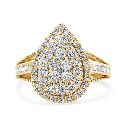 1 1/2 CTW Round-Cut Diamond Pear Shaped Cocktail Ring