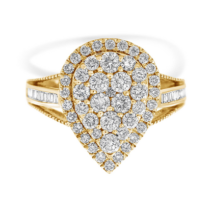 1 1/2 CTW Round-Cut Diamond Pear Shaped Cocktail Ring