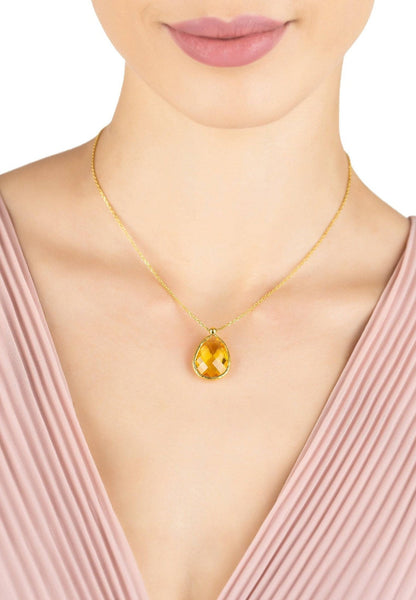 Elegant Drop Necklace featuring a teardrop-shaped citrine gemstone