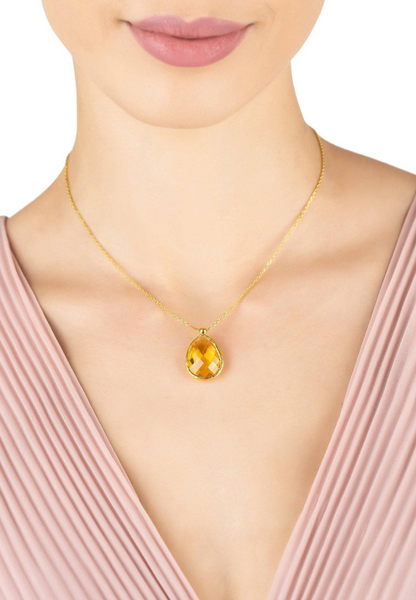 Sunburst Citrine Gemstone Necklace