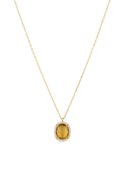 Amber Oval Gemstone Pendant Necklace