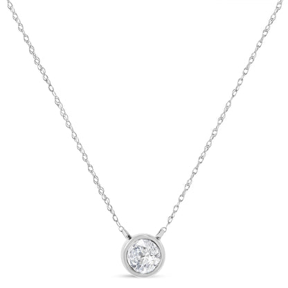 14K Gold Lab Grown Diamond Modern Bezel-Set Solitaire 16"-18" Pendant Necklace