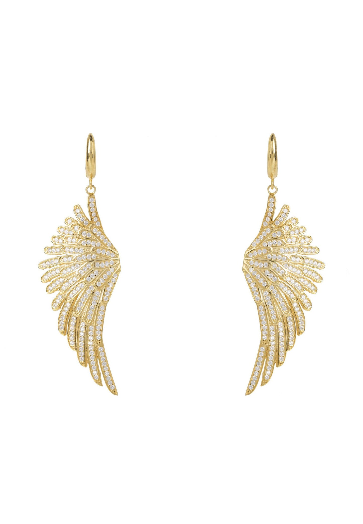 Angel wing drop earrings in sterling silver