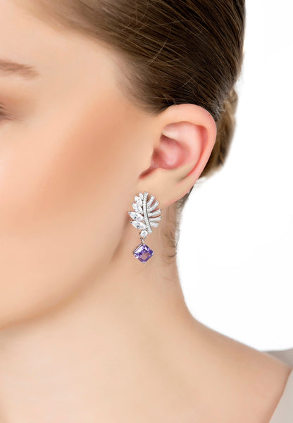 Palm Leaf Amethyst Earrings