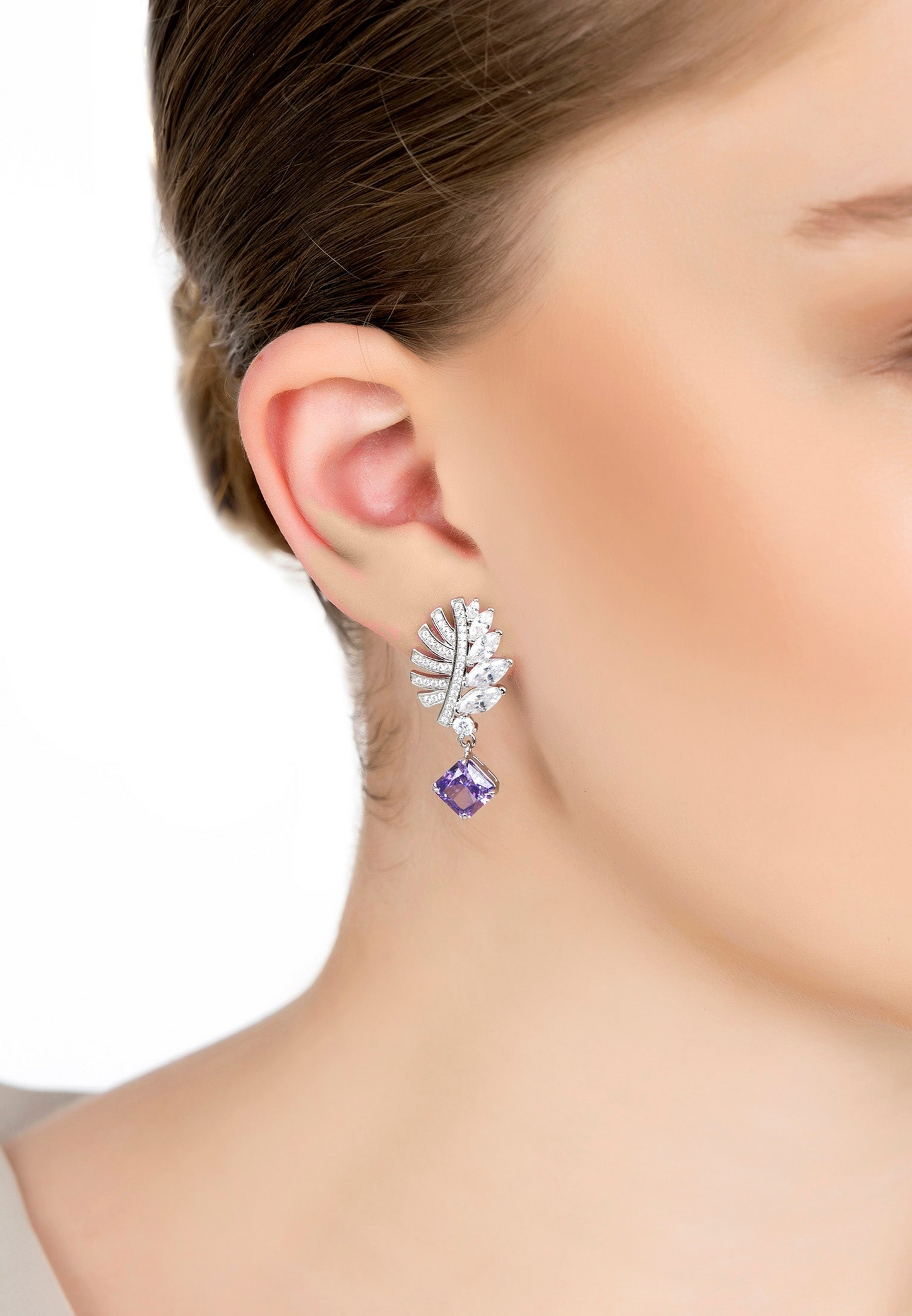 Palm Leaf Amethyst Earrings