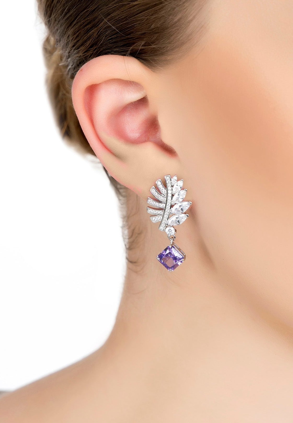 Palm Leaf Amethyst Earrings