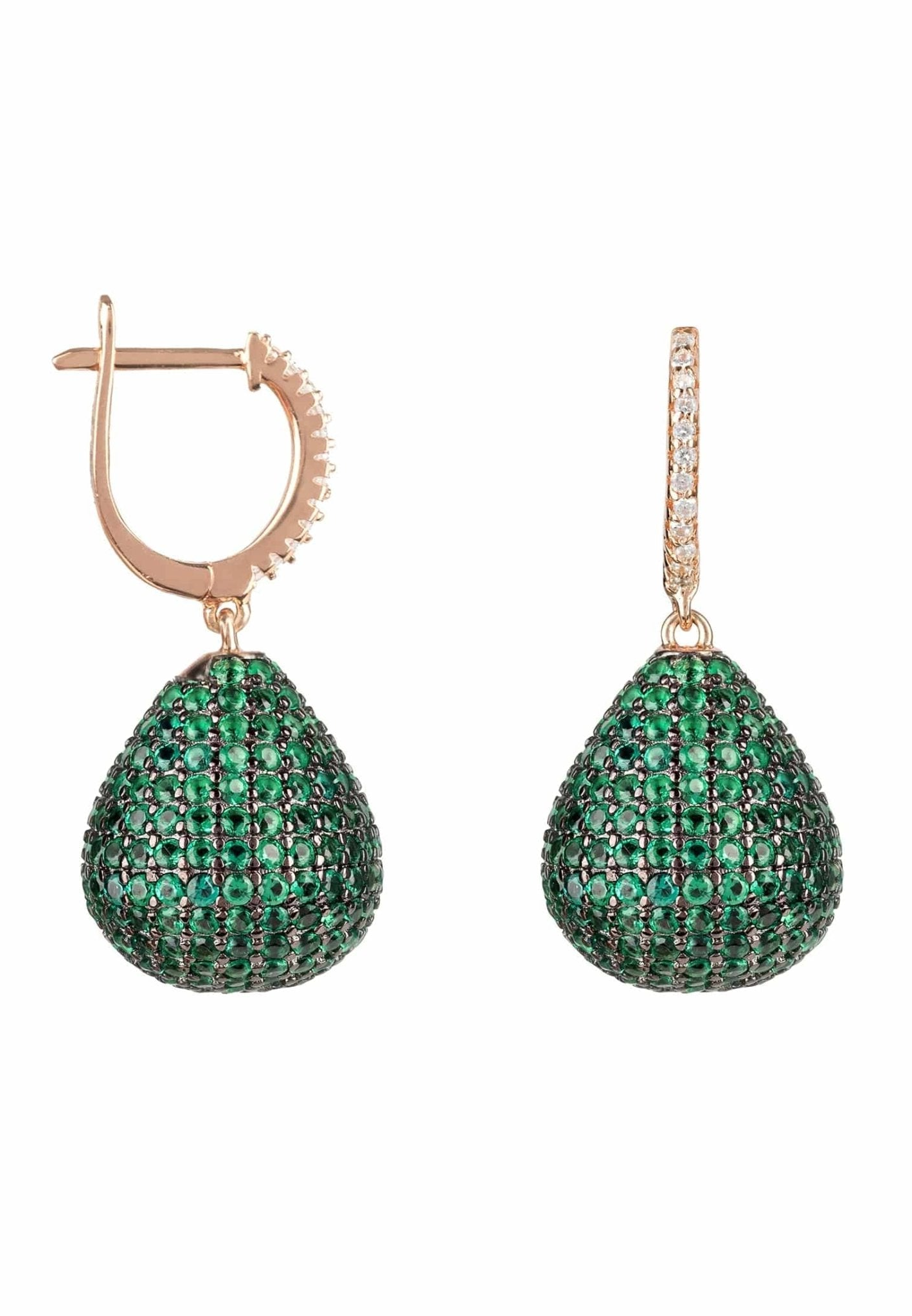 Valerie Pear Drop Gemstone Earring Rosegold Emerald Green