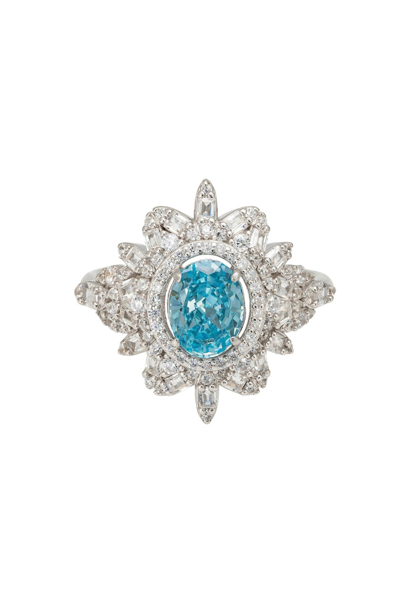 Arabesque Splendor Cocktail Ring Blue Topaz