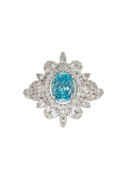 Arabesque Splendor Cocktail Ring Blue Topaz