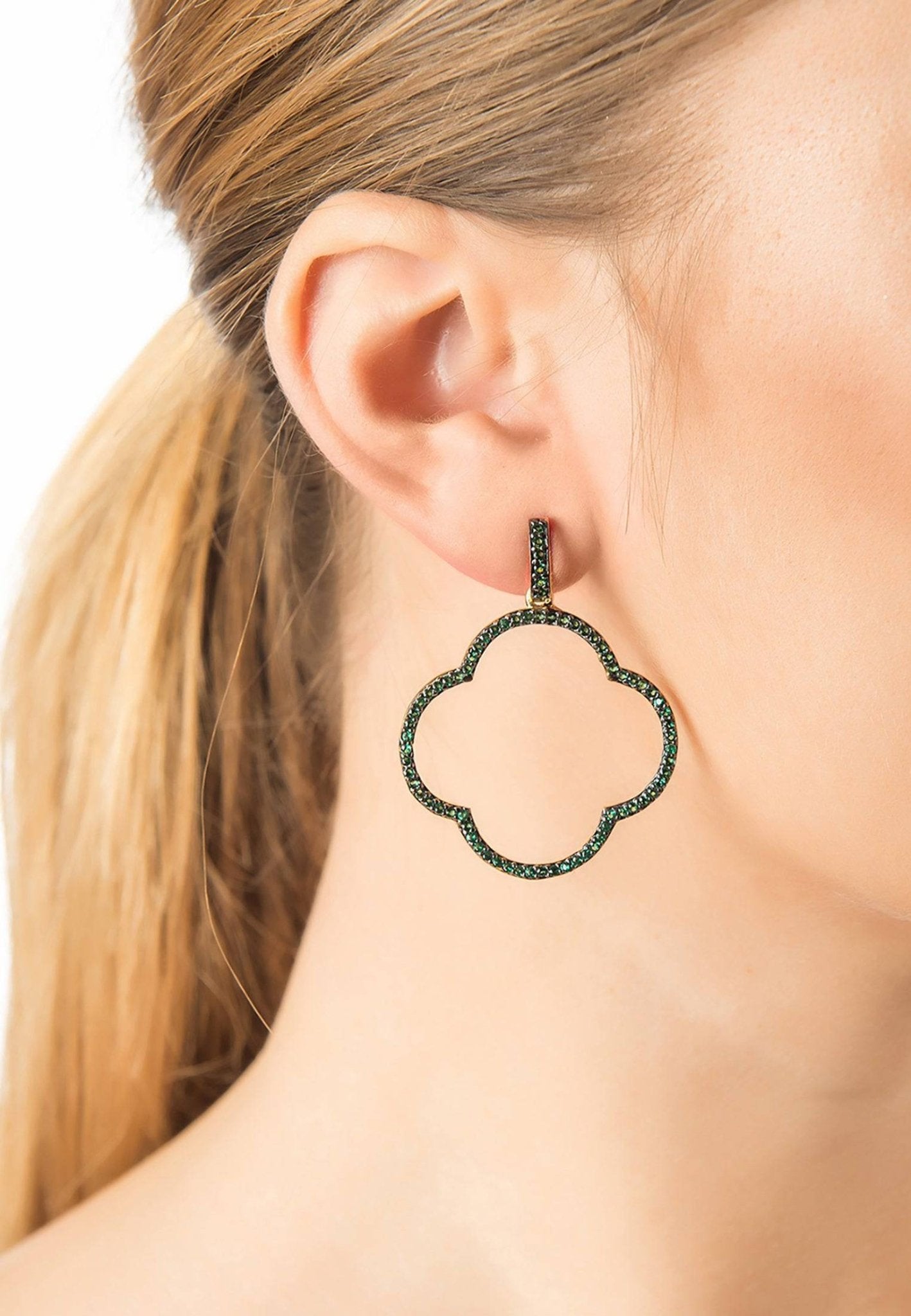 Green Gold Earrings with Large Drop Design