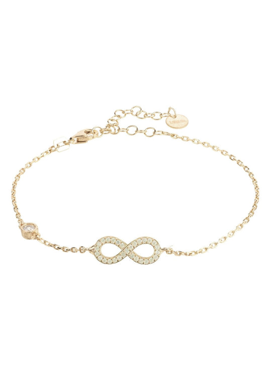 Gold Infinity Bracelet with Zircon Details
