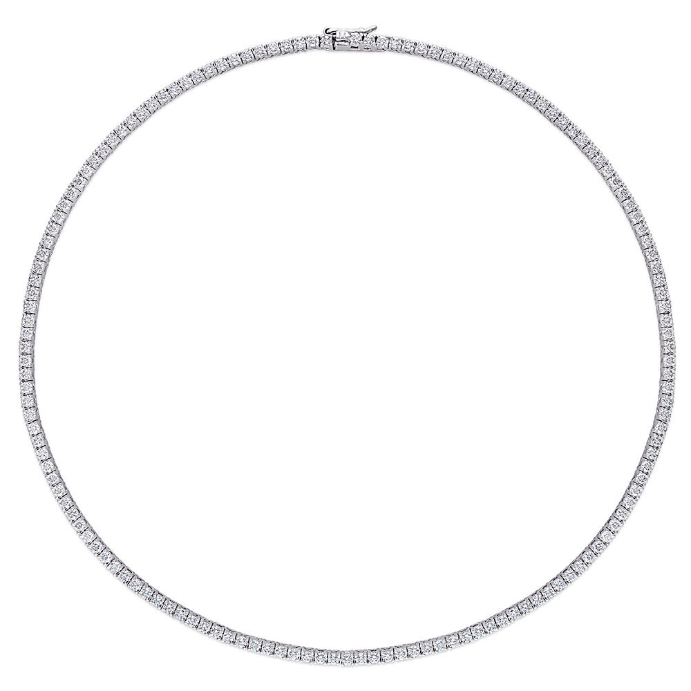 lab grown Diamond tennis necklace on a white background