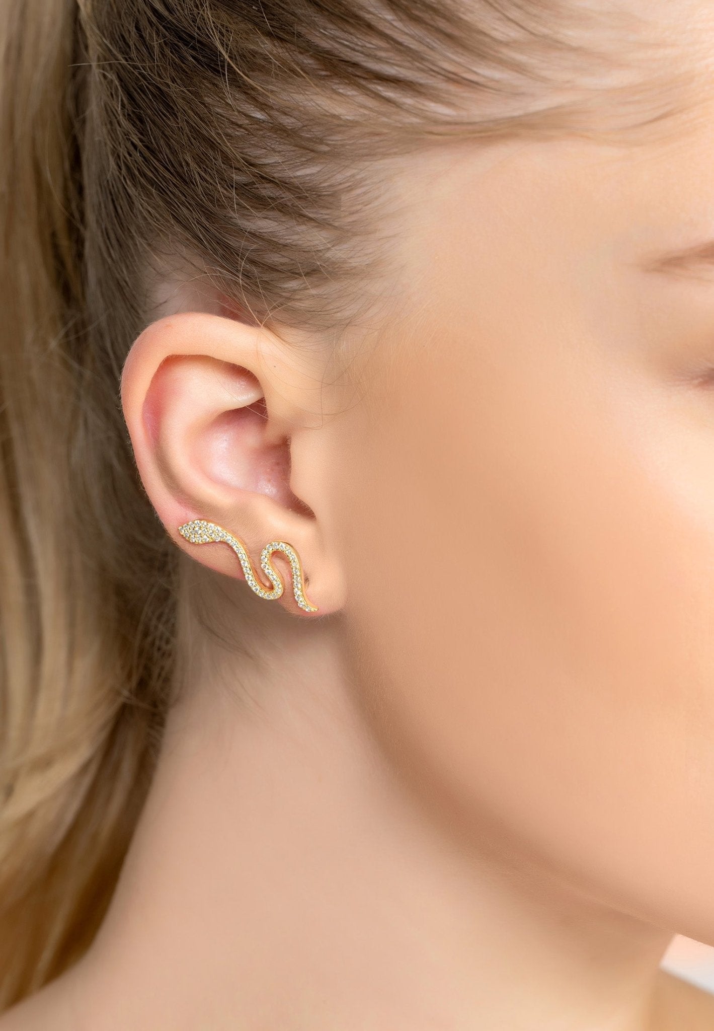 Serpentine Ear Climbers in Gold