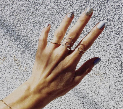 Stackable Midi Ring Chevron Design | Rose Gold